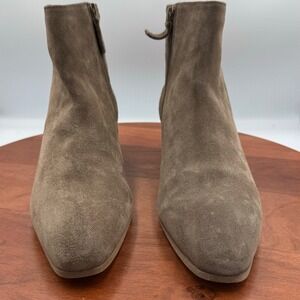 Aquatalia Womens Fuoco Suede Ankle Boots Tan Block Heel Italian Leather Size 12